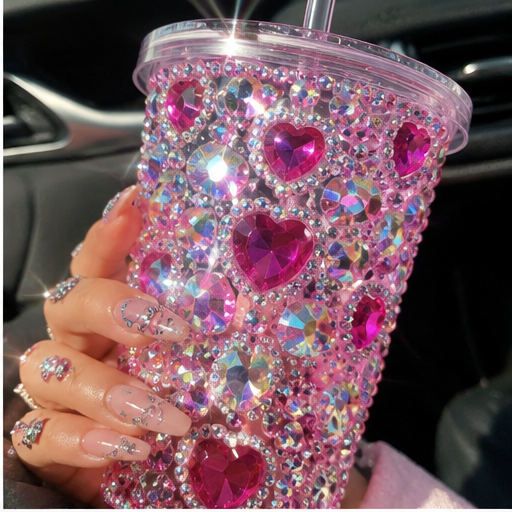 Bedazzled rhinestone cup representing Y2K nostalgia and trend revival in marketing.
